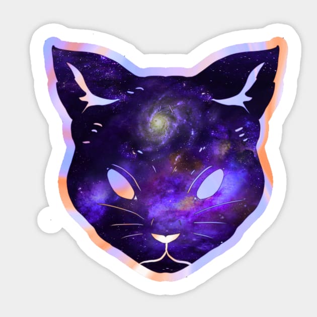 Cosmos iridescent milky way space cat Sticker by LukjanovArt